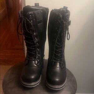 Black Lace-Up Combat Boots